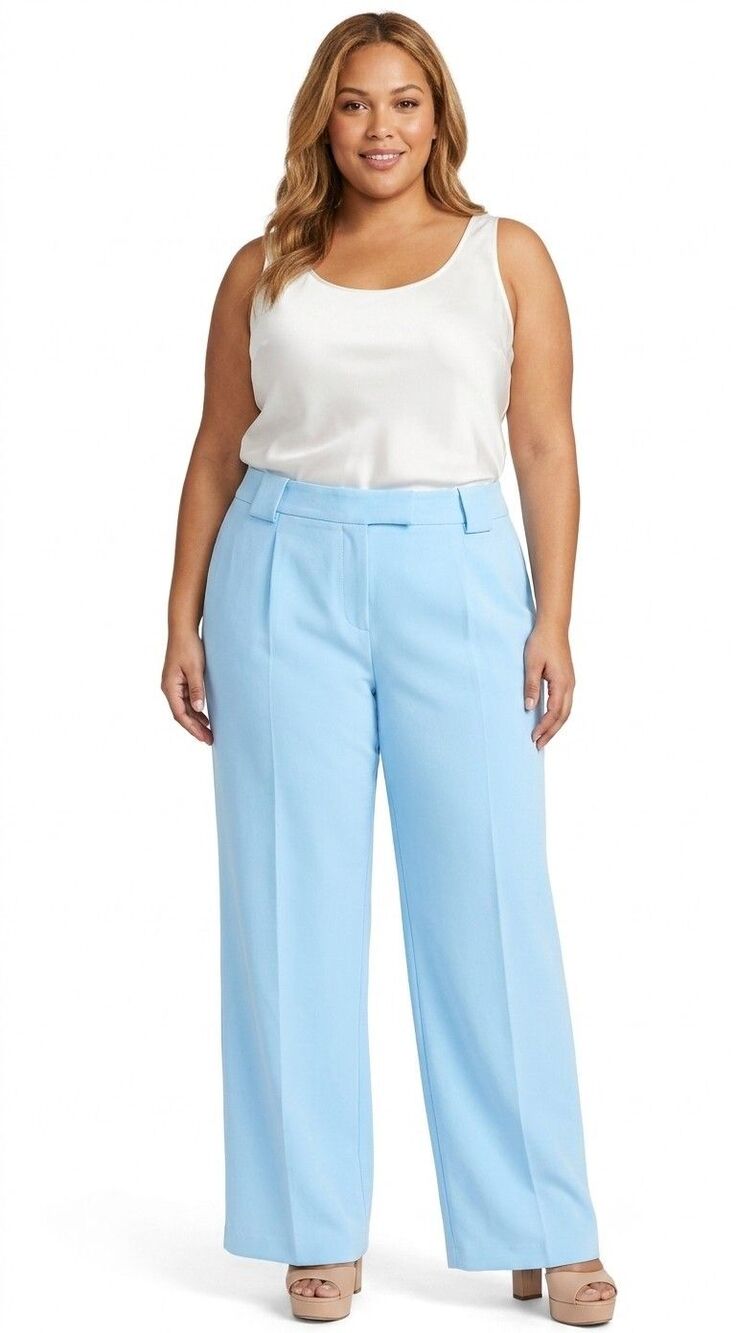 Scoop Women's Dress Pants Light Blue Trousers Wide-Leg Pockets 16 NWT